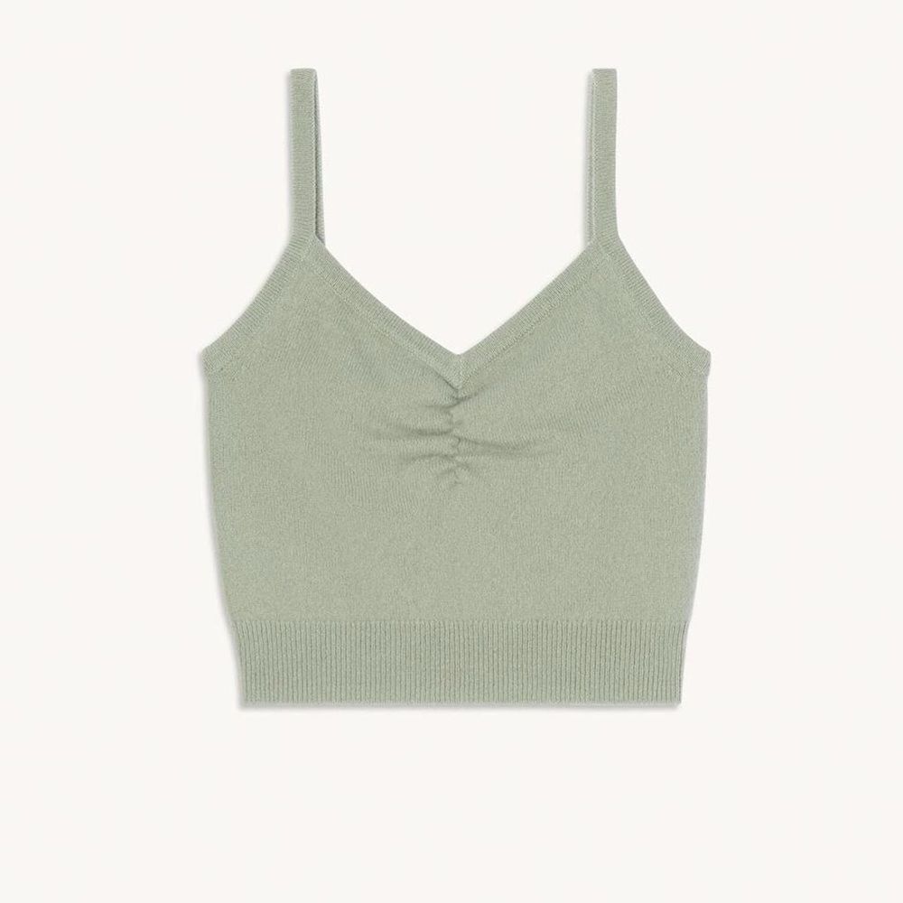 $136 Sandro Soft Wool Olive Green Cream Sweater Tank Top Shirt Large Women's 3 - Picture 8 of 8
